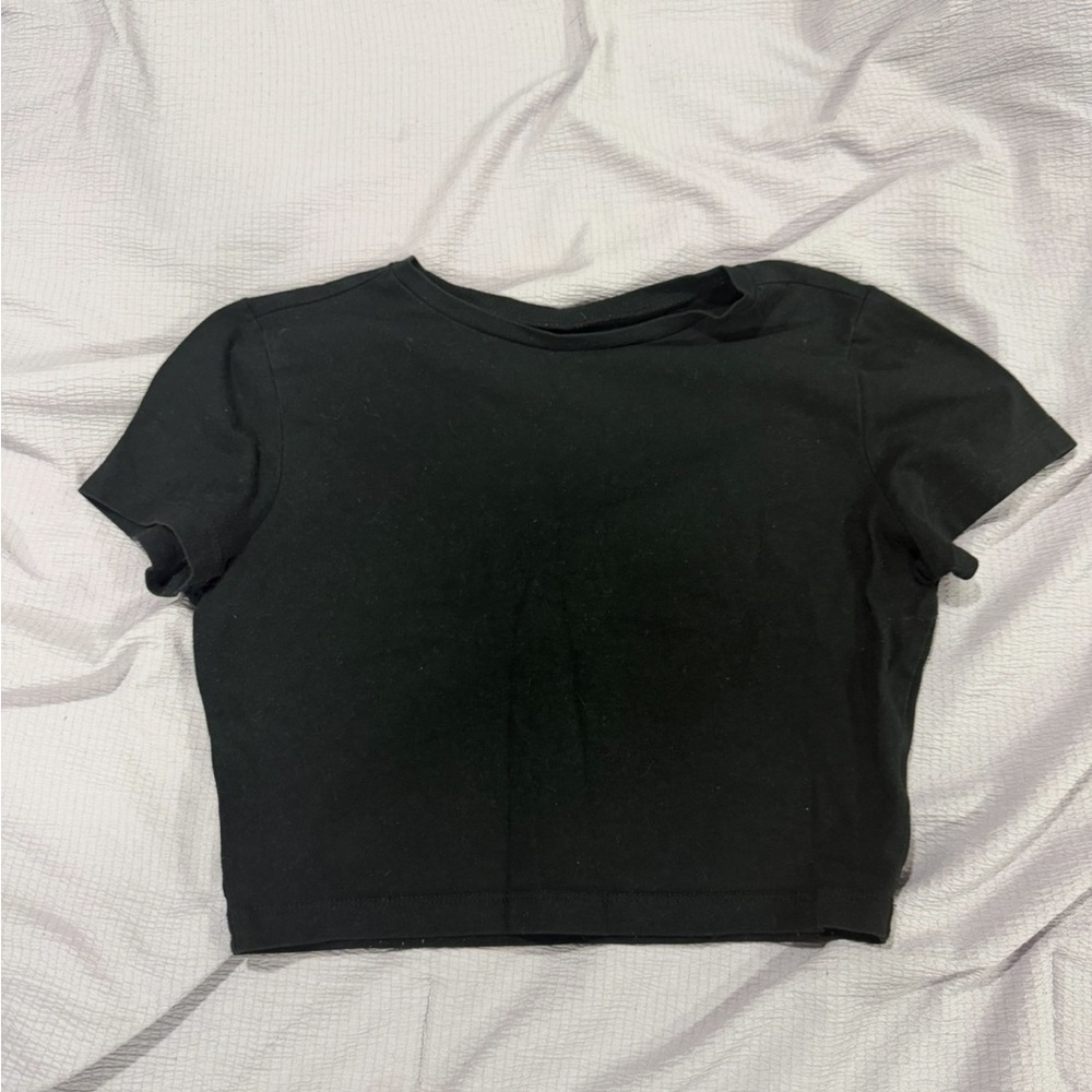 wild fable Black Cropped Crewneck Tee
